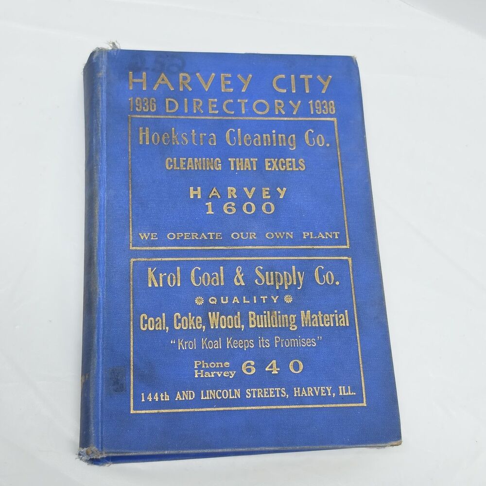 Antique IL Harvey City Directory 1936-1938 History & Advertising Chicago Suburbs
